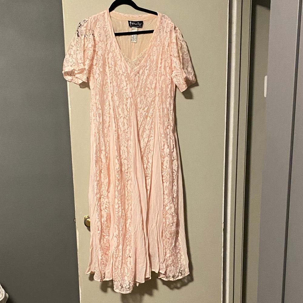 Vintage All that Jazz Blush Lace Midi Dress